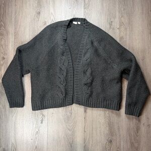 Gap Sweater‎ Womens Medium Gray Wool Alpaca Blend Open Front Cable Knit Cardigan